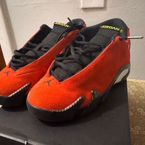 Jordan 14 Retro "Ferrari” Grade school size 5 (equivalent to a women’s size 7)